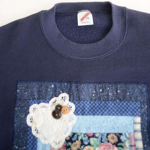 Vintage Jerzees Navy Mothers Are  Special Lace Detail Crewneck Sweater XXL - Picture 10 of 10